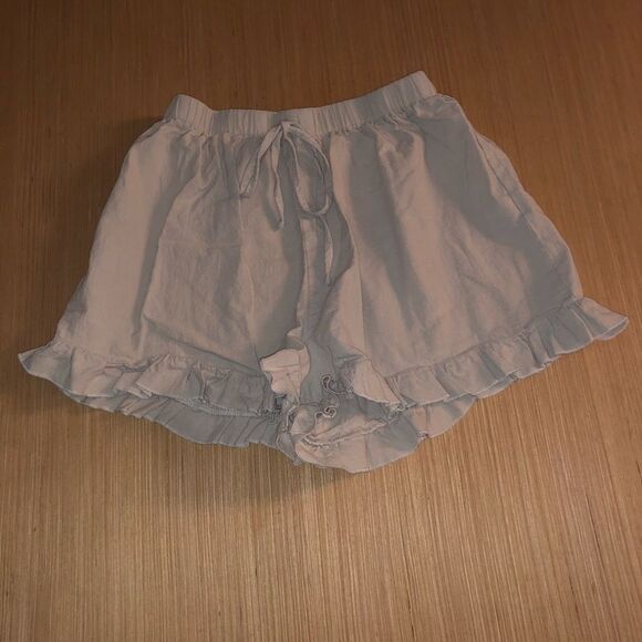 Tan Ruffle Hem Shorts - Picture 2 of 6